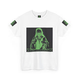 Graphic Tee — 'God Money Power' Neon Saint Illustration