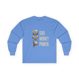 GMP Long Sleeve Tee — God Money Power Gold Graphic