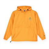 God Money Power- Orange Packable Anorak Jacket with Tiny Floral Chest Graphic