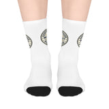 God Money Power- Good Morning Coffee Mid-Length Socks — Vintage Coffee Badge Crew Socks