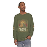 Long Sleeve T-Shirt — 'God, Money, Power' Pyramid Graphic