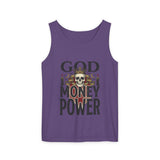God Money Power- Skull Tank Top — Edgy Graphic Streetwear