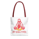 God Money Power Tote Bag — Bold Graphic Religious Streetwear Tote