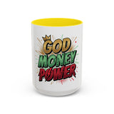 God Money Power Accent Coffee Mug — Bold Motivational Religious Coffee Cup (11/15oz)