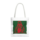 Religious Icon Tote Bag — Red & Green Saint Artwork All-Over Print