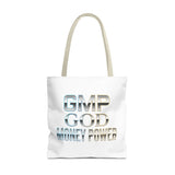 Money Power Tote Bag — 'GMP GOD' Metallic Typographic Canvas Tote