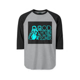 God Money Power Raglan Shirt — Retro Neon Graphic 3/4 Sleeve Baseball Tee