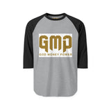 GMP "God Money Power" Raglan Shirt – Gold Logo 3/4 Sleeve Baseball Tee