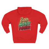God Money Power Hoodie — Graphic Fleece Pullover with Crown Logo