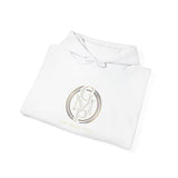 Monogram Circle Logo Hoodie — Minimal White Streetwear Sweatshirt