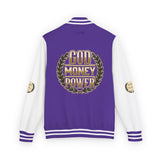Letterman Jacket — "God Money Power" Bold Crest Varsity Jacket