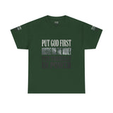 Inspirational Faith Tee — "Put God First, Hustle for the Money, Put Yourself in Power"