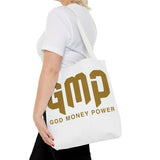 GMP 'God Money Power' Gold Logo Tote Bag - Inspirational Christian Canvas Tote