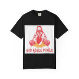 T-Shirt — "God Money Power" Graphic Tee (Religious Streetwear, Red Pop Art Design)