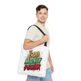 God Money Power Tote Bag — Bold Graphic Faith & Prosperity Statement Tote