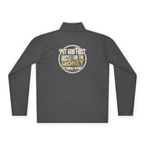 Quarter-Zip Pullover — 'Put God First, Then the Money' Gold Script Pullover