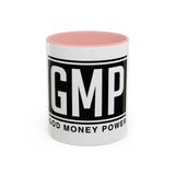 GMP 'God Money Power' Accent Coffee Mug – Bold Black Logo 11/15oz