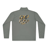 Quarter-Zip Pullover — "GMP God Money Power" Metallic Script Chest & Back