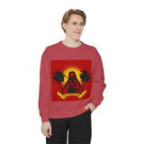 Sweatshirt — Retro Island Hooded Figure "God Money Power" Graphic