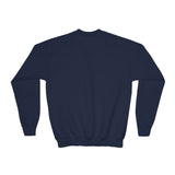 Youth Crewneck Sweatshirt — Vintage Halloween Pumpkin "GOD MONEY POWER"