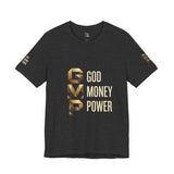 GVP 'God Money Power' Graphic Tee – Gold Lettering Christian Streetwear