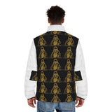 Puffer Jacket — Gold Gothic Saint Pattern