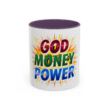 God Money Power Accent Coffee Mug — Inspirational Faith & Prosperity Gift (11/15oz)