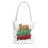 God Money Power Tote Bag — Bold Graphic Faith & Prosperity Statement Tote