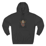 God Money Power-Hoodie — Skull Graphic Three-Panel Fleece Pullover