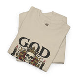 Graphic Tee — "God Money Power" Skull Design