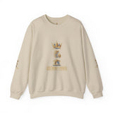 Crewneck Sweatshirt — "God Money Power" Crown & Coin Graphic