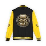 Letterman Jacket — "God Money Power" Bold Crest Varsity Jacket