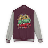 Letterman Jacket — "God Money Power" Graphic Varsity Jacket