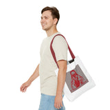 God Money Power Tote Bag - Red Graphic Religious Icon Design