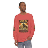 Long Sleeve T‑Shirt — "God Money Power" Pyramid Graphic