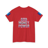 God Money Power Graphic Tee — Blue Urban Streetwear T-Shirt