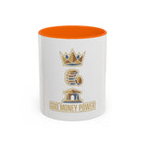 Accent Coffee Mug — "God Money Power" Crown & Wealth Icon Ceramic Mug (11/15oz)