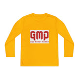 God Money Power (GMP) Youth Long Sleeve Tee — Red Logo Athletic Shirt