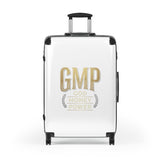 Carry-On Suitcase — "GMP (God Money Power)" Gold Monogram Travel Luggage