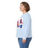 Long Sleeve Tee — "God Money Power" Patriotic Jesus Graphic