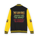 Letterman Jacket - "Put God First, Hustle for the Money" Inspirational Varsity Jacket