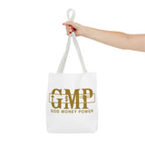 GMP "God Money Power" Gold Logo Tote Bag — Inspirational Faith & Prosperity Canvas Tote