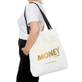 Inspirational Faith Tote Bag — "Put God First, Hustle for the Money" All-Over Print