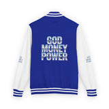 Letterman Jacket — 'God Money Power' Retro Chrome Varsity Jacket