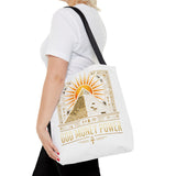 Egyptian Pyramid Tote Bag — "God Money Power" Sun & Ankh Graphic