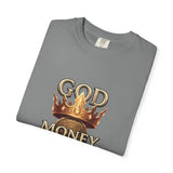 God Money Power T-Shirt — Crown, Coin & Fist Graphic Tee