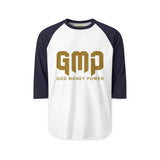 GMP "God Money Power" Raglan Shirt – Gold Logo 3/4 Sleeve Baseball Tee