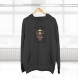 God Money Power-Hoodie — Skull Graphic Three-Panel Fleece Pullover