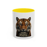 Tiger 'God Money Power' Accent Coffee Mug — Bold Animal Print Coffee Cup