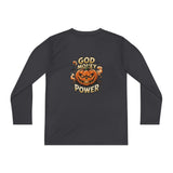 Youth Long Sleeve Tee — 'God Money Power' Halloween Pumpkin Graphic